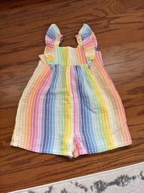 GAP Rainbow Stripe Girls Romper - Multicolor Pastels
